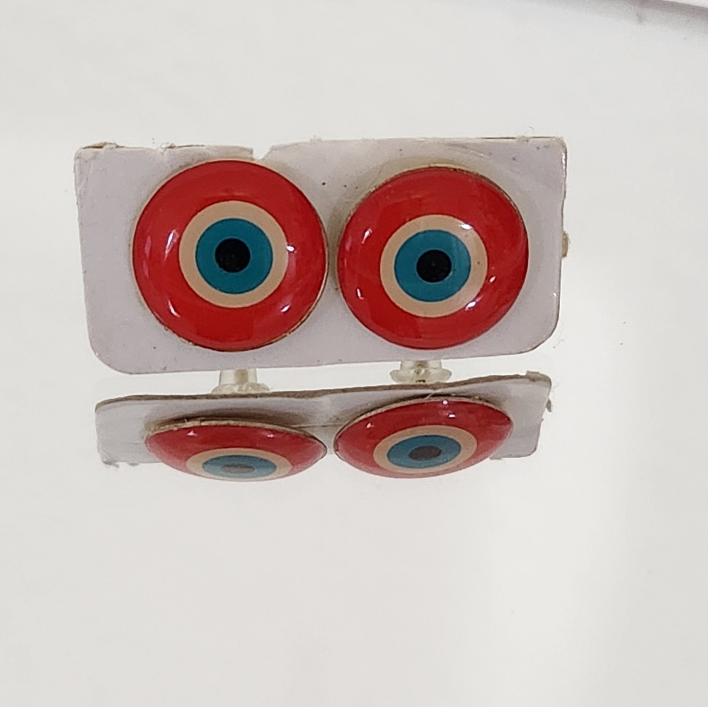 Evil eyes small Red Earrings